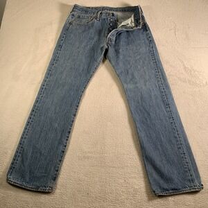Levis 501 Jeans Mens 32x30 Blue Button Fly Straight Leg Denim Medium Wash Cotton